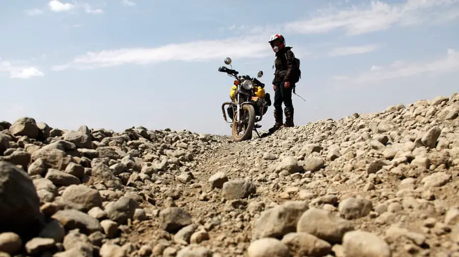 In terrible dirt road conditions motorcycle chains need to be checked more often