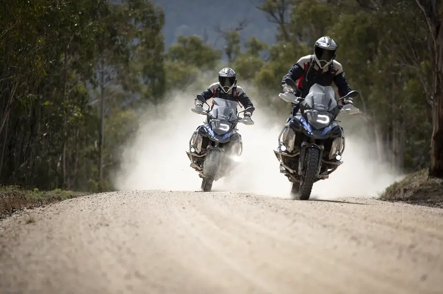 BMW adventure bikes soaking up the dirt roads