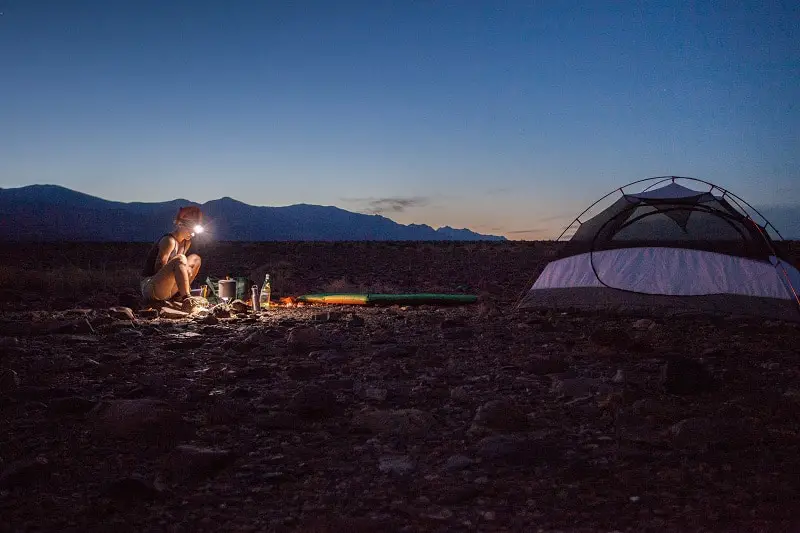 Head torch in camp