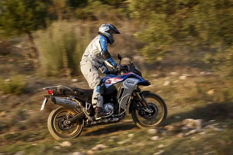 Standing while riding an adventure bike